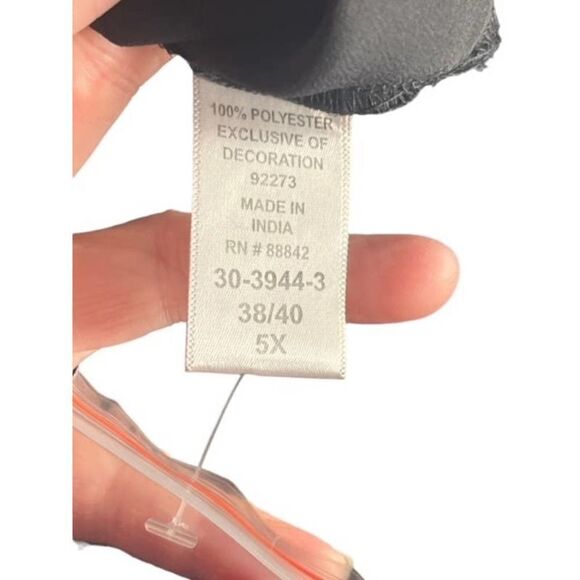 Woman Within Black Sheer 3/4 Sleeve Blouse Top Shirt Plus Size 5X 38/40 Sequins - Picture 9 of 9